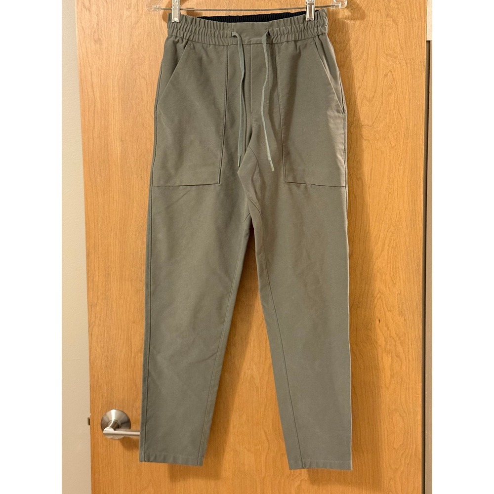Lululemon Lab Mens XS Olive Green Elastic Waist Tapered Drawstring‎ Pants Pocket